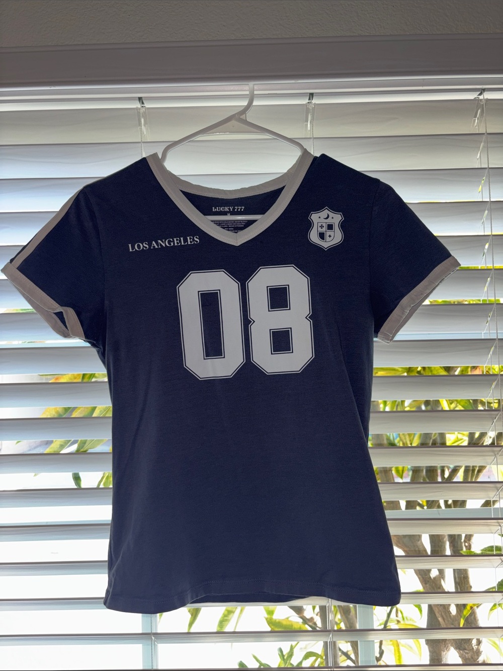 Lucky Brand Navy and White Kids' Los Angeles '08 V-Neck Tee